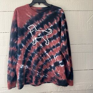 The Black Dog MV Tie Dye Long Sleeve T-shirt Women/Men Unisex Medium Blue /Rose